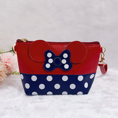 Girls Bow Cartoon Zipper Travel Makeup Handbag Storage Bag Coin Purse Wallet