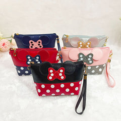 Girls Bow Cartoon Zipper Travel Makeup Handbag Storage Bag Coin Purse Wallet