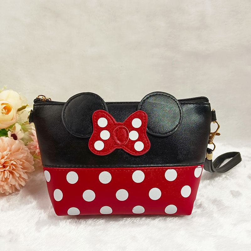 Girls Bow Cartoon Zipper Travel Makeup Handbag Storage Bag Coin Purse Wallet