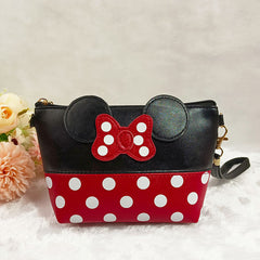 Girls Bow Cartoon Zipper Travel Makeup Handbag Storage Bag Coin Purse Wallet