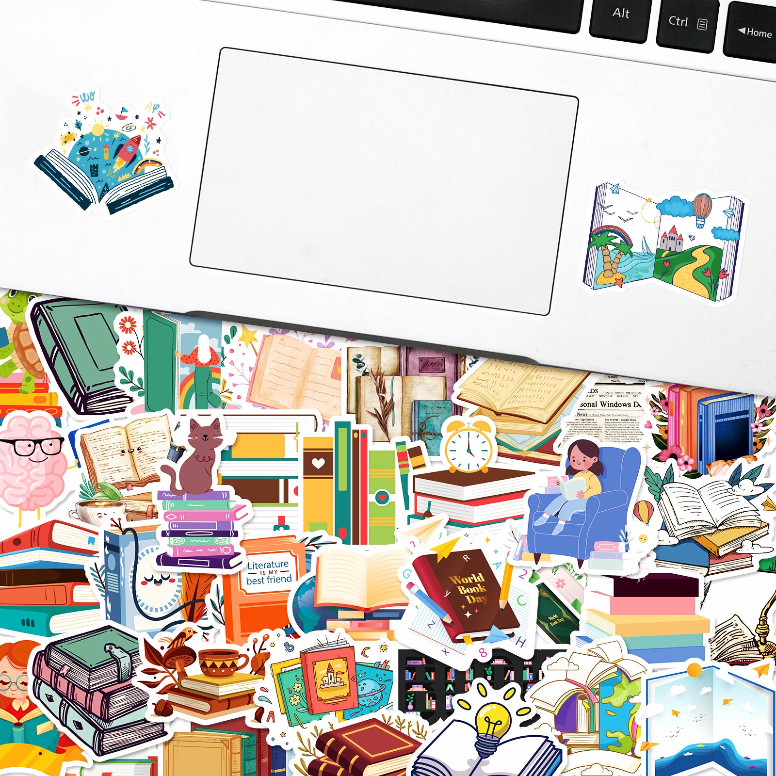 50pcs Book Stickers For Guitar Skateboard Water Bottles Laptop