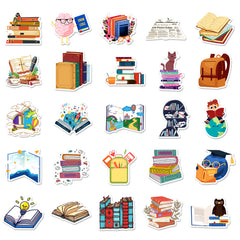 50pcs Book Stickers For Guitar Skateboard Water Bottles Laptop