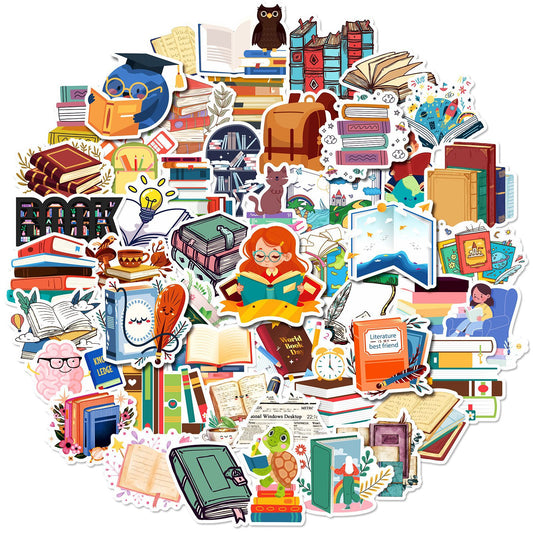 50pcs Book Stickers For Guitar Skateboard Water Bottles Laptop