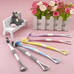8pcs Soft Toothbrush Set with Tongue Scraper - Gentle Mouth Cleaning
