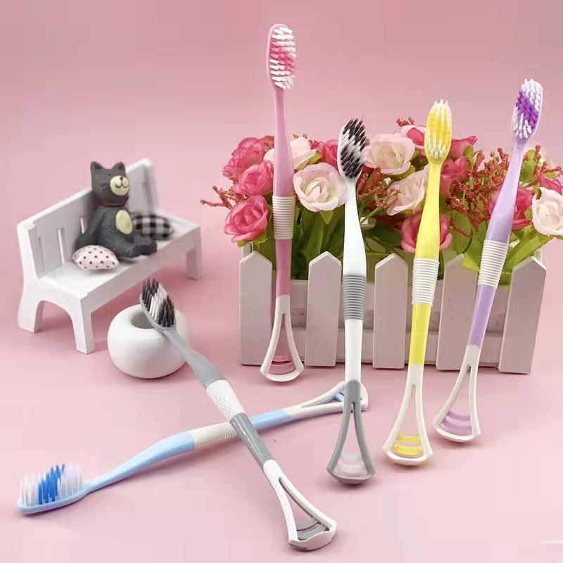 8pcs Soft Toothbrush Set with Tongue Scraper - Gentle Mouth Cleaning