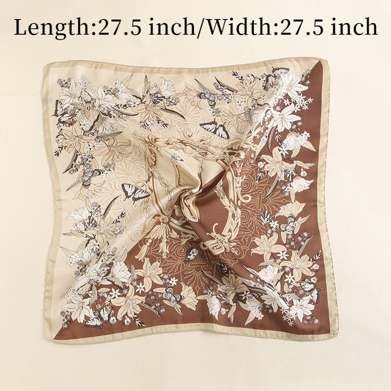 Vintage Butterfly Print Scarf Block Square Neckerchief Head Wrap Sunscreen Shawl