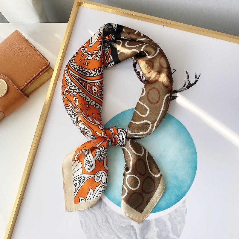 Paisley Geometric Print Scarf Block Square Neckerchief