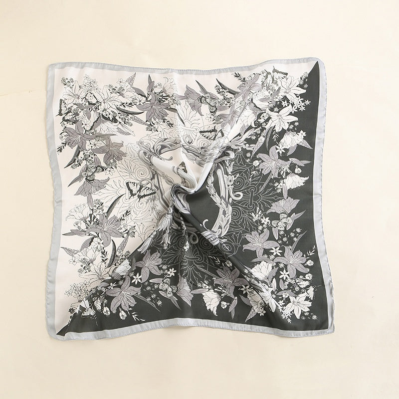 Vintage Butterfly Print Scarf Block Square Neckerchief Head Wrap Sunscreen Shawl