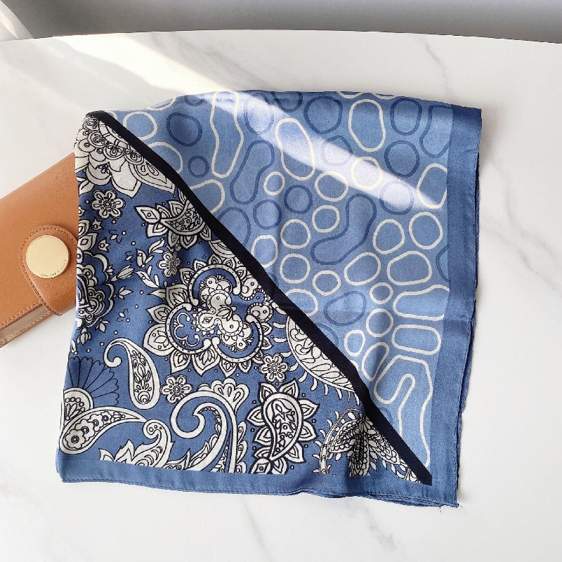 Paisley Geometric Print Scarf Block Square Neckerchief
