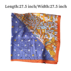 Plant Print Block Scarf Satin Square Neckerchief Head Wrap