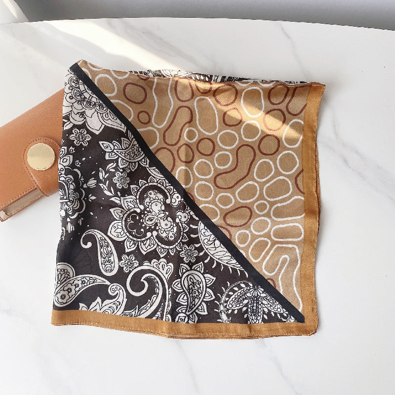 Paisley Geometric Print Scarf Block Square Neckerchief