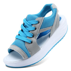 Women's Mesh Wedge Sandals Open Toe Lace Up Comfy Sports Sandals