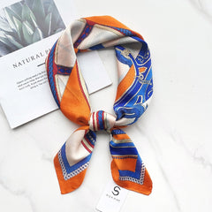 Vintage Print Block Scarf Classic Square Neckerchief Head Wrap Sunscreen Shawl