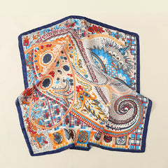 Boho Paisley Print Scarf Vintage Plaid Square Neckerchief Head Wrap Sunscreen