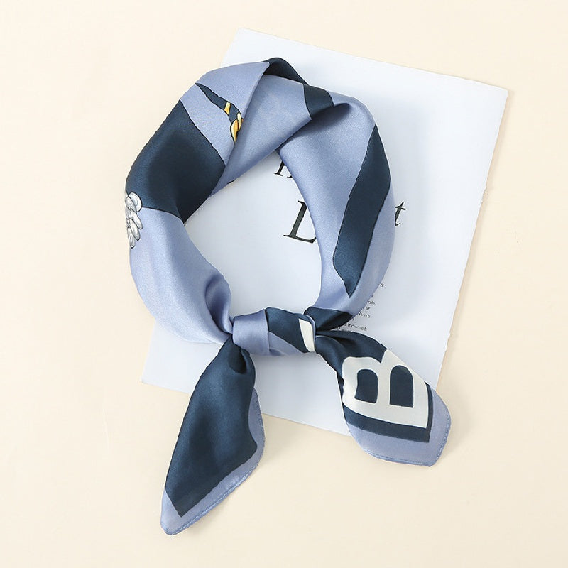Solid Silk Neckerchief Head Wrap Sunscreen Scarf