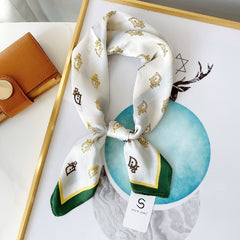 Classic Letter Print Scarf Chiffon Square Neck Wrap Shawl