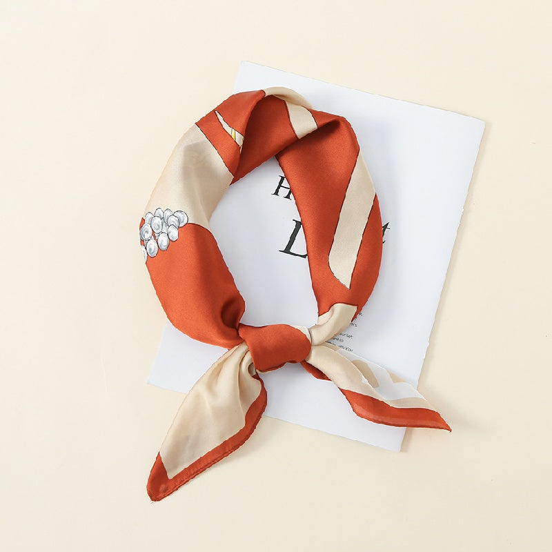 Solid Silk Neckerchief Head Wrap Sunscreen Scarf
