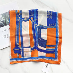 Vintage Print Block Scarf Classic Square Neckerchief Head Wrap Sunscreen Shawl