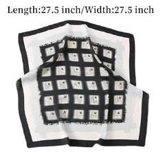 Letter Print Scarf Gradient Satin Square Neckerchief Head Wrap Sunscreen Shawl