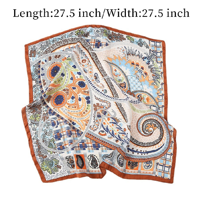 Boho Paisley Print Scarf Vintage Plaid Square Neckerchief Head Wrap Sunscreen