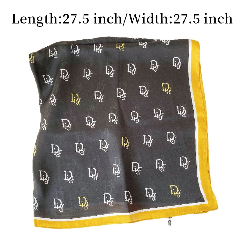 Classic Letter Print Scarf Chiffon Square Neck Wrap Shawl