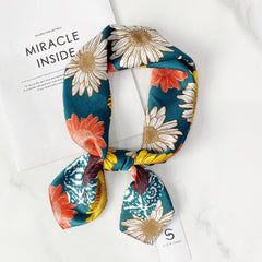 Vintage Sunflower Print Scarf Casual Square Neckerchief Head Wrap