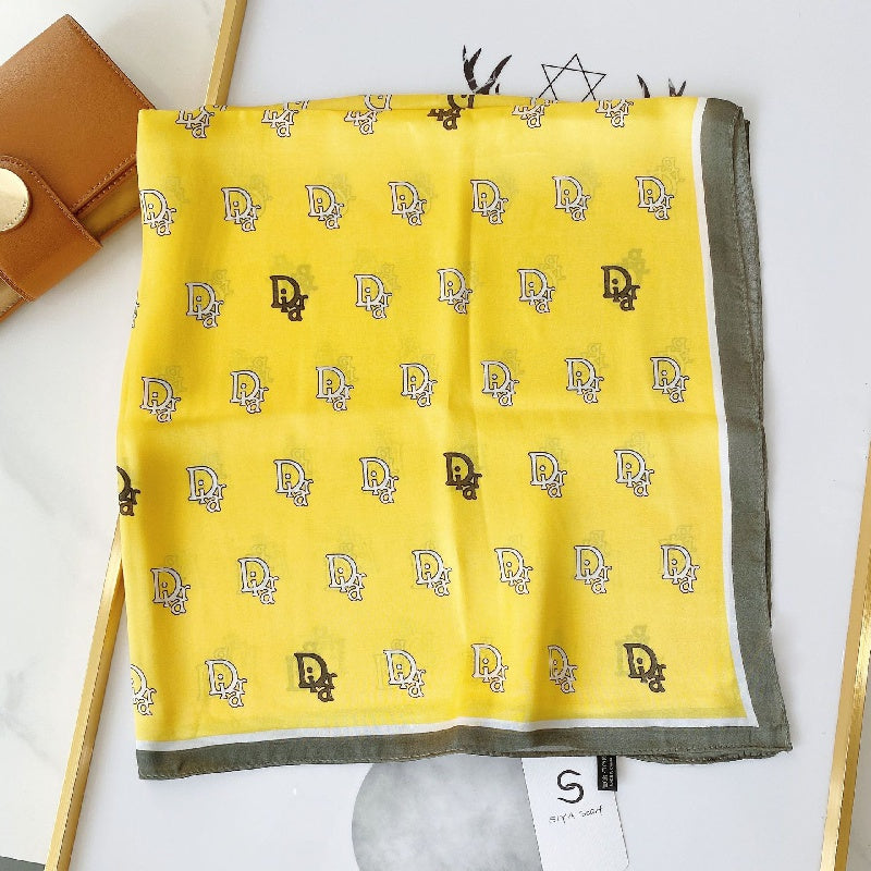 Classic Letter Print Scarf Chiffon Square Neck Wrap Shawl