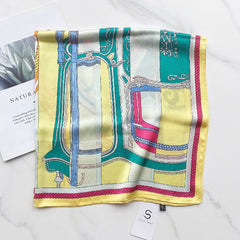 Vintage Print Block Scarf Classic Square Neckerchief Head Wrap Sunscreen Shawl