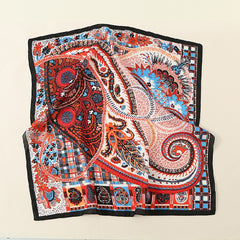 Boho Paisley Print Scarf Vintage Plaid Square Neckerchief Head Wrap Sunscreen