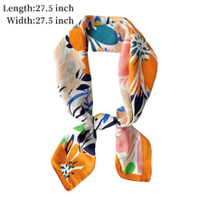 Flower Print Scarf Women Casual Square Neckerchief Head Wrap Sunscreen Shawl