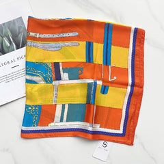 Vintage Print Block Scarf Classic Square Neckerchief Head Wrap Sunscreen Shawl