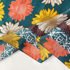Vintage Sunflower Print Scarf Casual Square Neckerchief Head Wrap