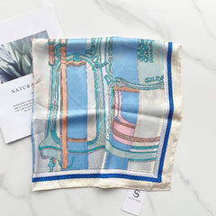 Vintage Print Block Scarf Classic Square Neckerchief Head Wrap Sunscreen Shawl