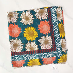 Vintage Sunflower Print Scarf Casual Square Neckerchief Head Wrap