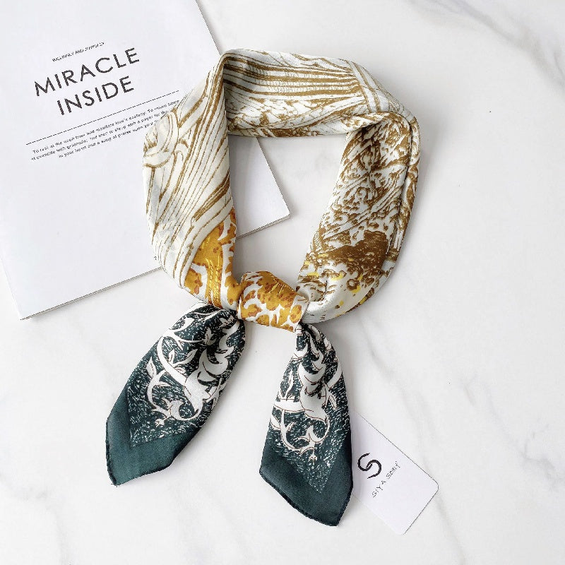 Vintage Print Scarf Casual Square Neckerchief Head Wrap Shawl