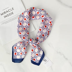 Geometric Heart Star Print Scarf Square Neckerchief