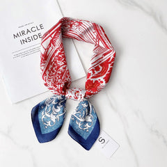 Vintage Print Scarf Casual Square Neckerchief Head Wrap Shawl