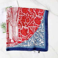 Vintage Print Scarf Casual Square Neckerchief Head Wrap Shawl