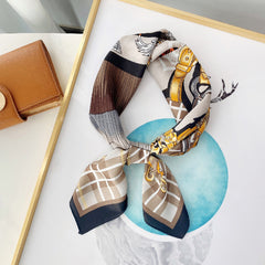 Chain Pattern Print Scarf Women Square Neckerchief Sunscreen Shawl