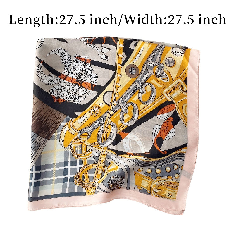 Chain Pattern Print Scarf Women Square Neckerchief Sunscreen Shawl