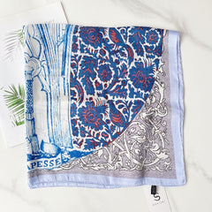Vintage Print Scarf Casual Square Neckerchief Head Wrap Shawl