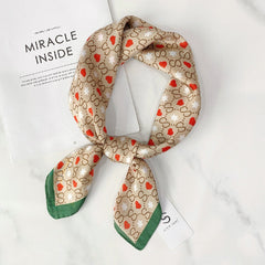 Geometric Heart Star Print Scarf Square Neckerchief