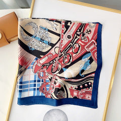 Chain Pattern Print Scarf Women Square Neckerchief Sunscreen Shawl