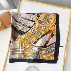 Chain Pattern Print Scarf Women Square Neckerchief Sunscreen Shawl