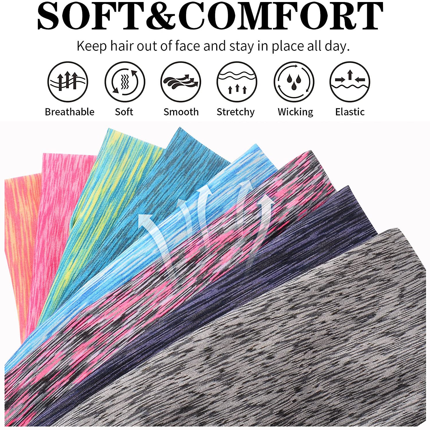 3pcs Multicolor Sports Headband for Fitness Yoga