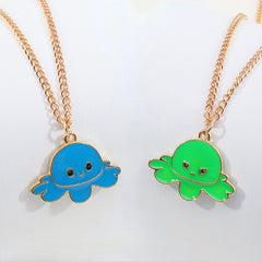 Girls Octopus Necklace Different Moods Double Sides Necklace Gift For Kids