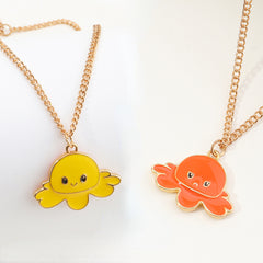 Girls Octopus Necklace Different Moods Double Sides Necklace Gift For Kids
