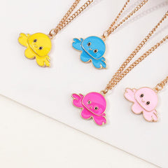 Girls Octopus Necklace Different Moods Double Sides Necklace Gift For Kids
