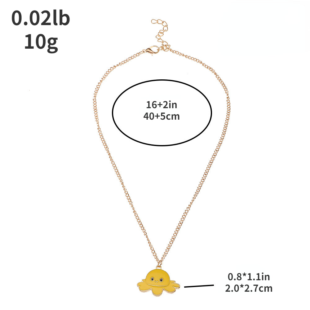 Girls Octopus Necklace Different Moods Double Sides Necklace Gift For Kids