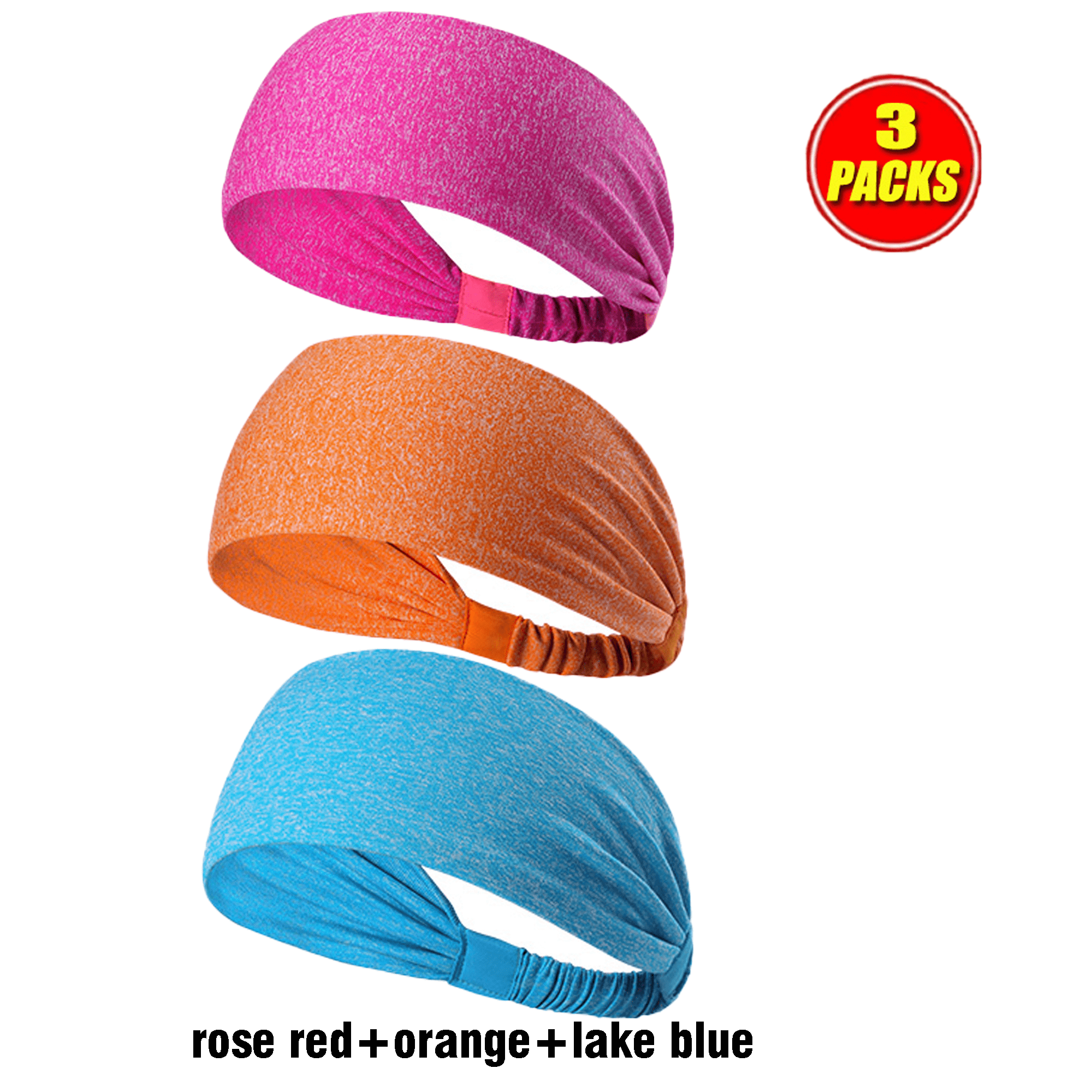 3pcs Multicolor Sports Headband for Fitness Yoga
